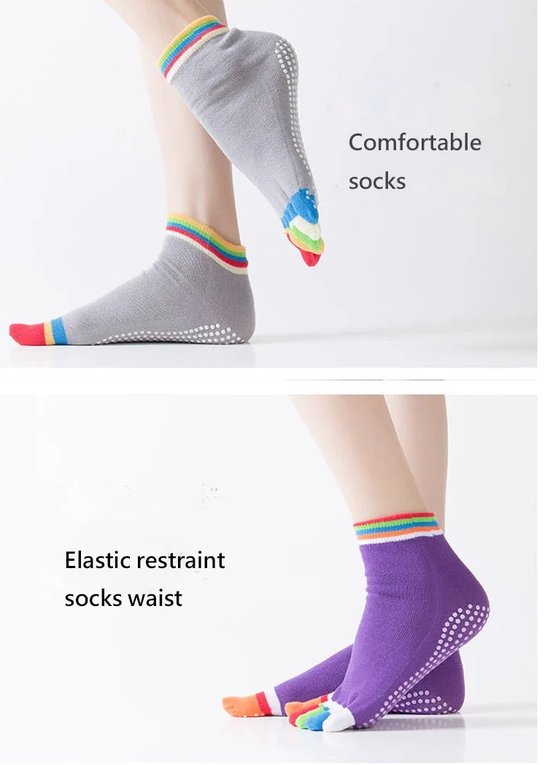 Yoga Sokken Full Toe - Volle Teen Yoga Sok - Met Anti Slip Onderkant - Antislip Sokken - Pilates Sokken - Maat 36-40 I Paars van ToeSox — afbeelding 3