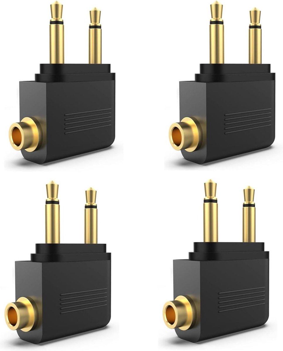 Vliegtuig Adapter 4 Stuks Zwart - Universele Oordopjes Connector Vliegtuig adapter