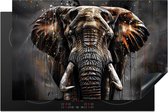 KitchenYeah® Protection plaque induction 83x52 cm - Éléphant - Animal - Peinture - Noir - Protege plaque de cuisson - Couvre plaque induction - Protecteur d'induction - Cuisine