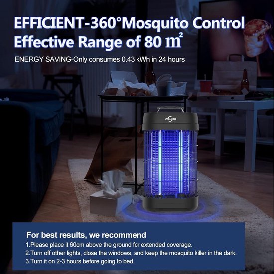EUQQZU Elektrische Insectenverdelger, Uv Muggenlamp, 18 W, 4000 V Krachtige Waterdichte Vliegenval Elektrisch Bereik Van 100 M2 Voor Binnen En Buiten 1969629128
