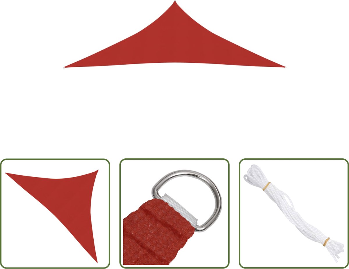 Shade sail canopy in red, 160 g/m² HDPE fabric, 4x4x5.8 meters. Ideal for outdoor decoration and sun protection.