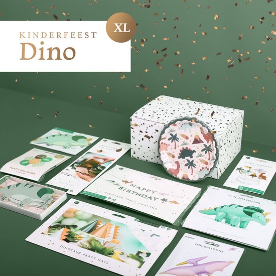 Balune Forfait Fête Enfant Dino XL (63 pièces) - Décoration Anniversaire Décorations Fête Guirlandes et drapeaux Assiettes Serviettes