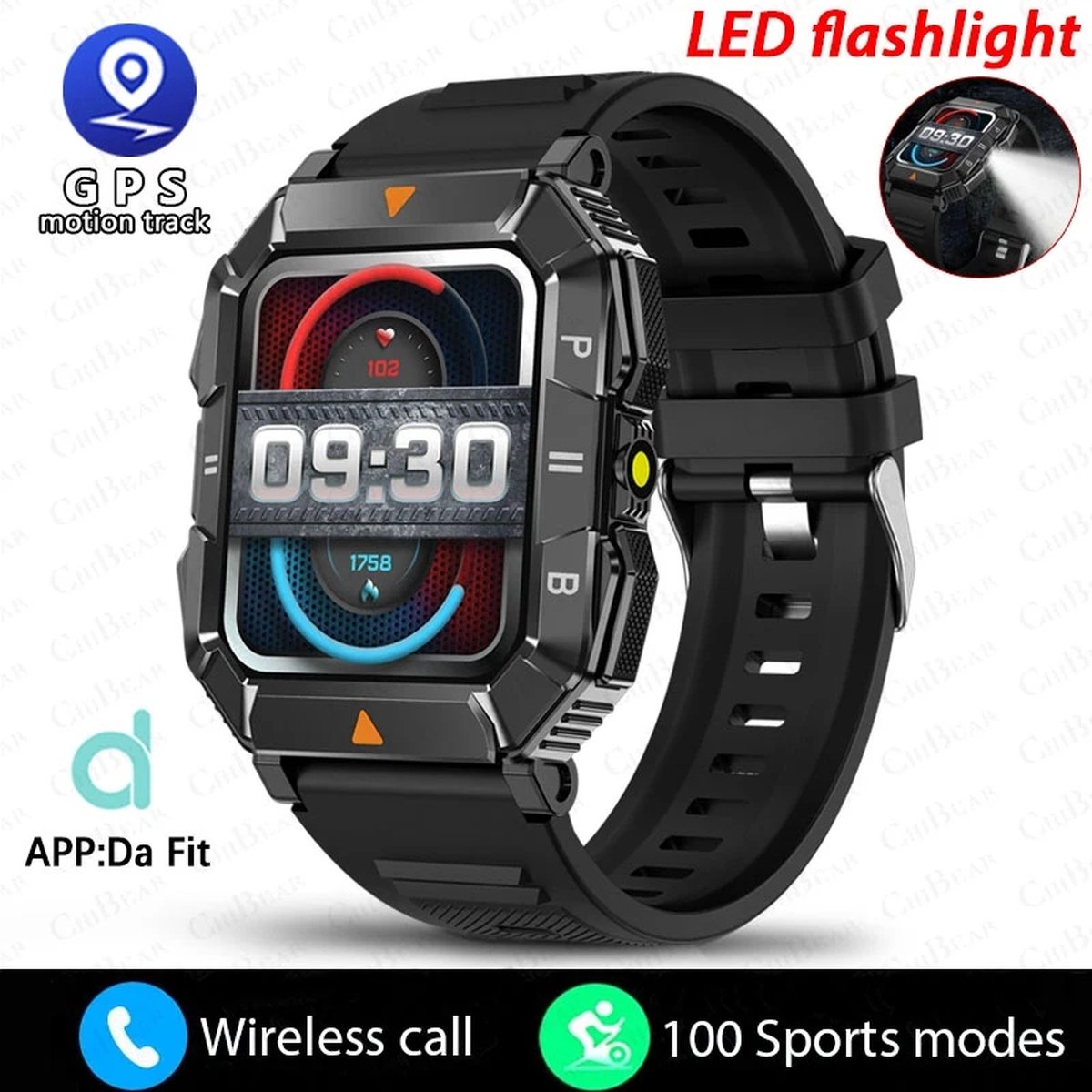 Montre Connectée Homme Écran AMOLED 1,6'' - Appels Bluetooth, 100+ Sports, 5ATM, Batterie 600mAh