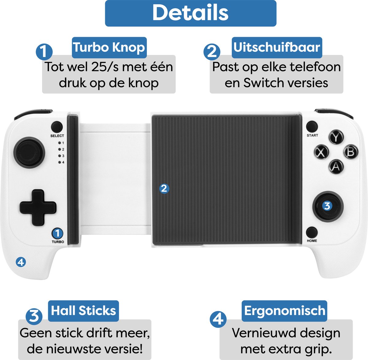 Draadloze Telefoon Controller geschikt voor Nintendo Switch, iPhone, Android, Cloud Streaming (PS5, Xbox Game Pass) - Bluetooth BackBone Draadloos - Turbo + Macro Knoppen - Accessoires — cadeau in Games, Films & Muziek - foto 3