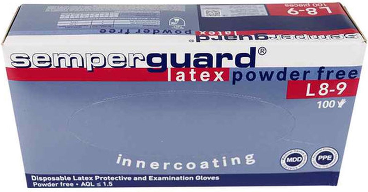 Goedkoopste Voordeelverpakking van 3 x Semperguard latex handschoenen - wit - poedervrij - IC - medium - 100 stuks
