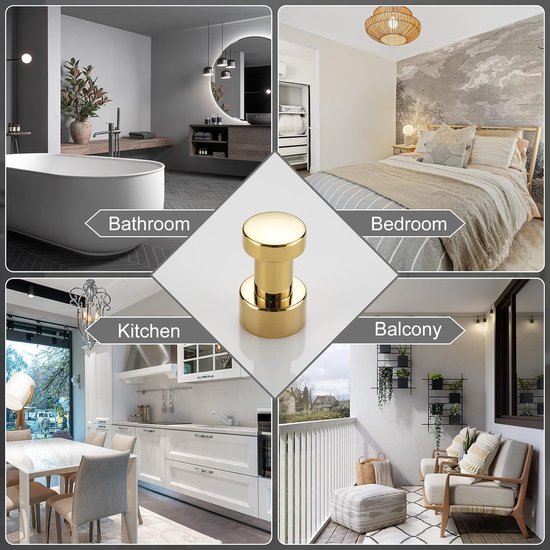 stusgo Set van 4 gouden handdoekhaken voor badkamer aan de muur, badkamergewaad haken voor muur, roestvrijstalen wandhaken om op te hangen, mat gouden badkamerhaken voor handdoeken