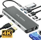 COR.SPEED 12-in-1 USB C docking station laptop – Dual HDMI - USB C dock – PREMIUM USB C hub – Space Grey