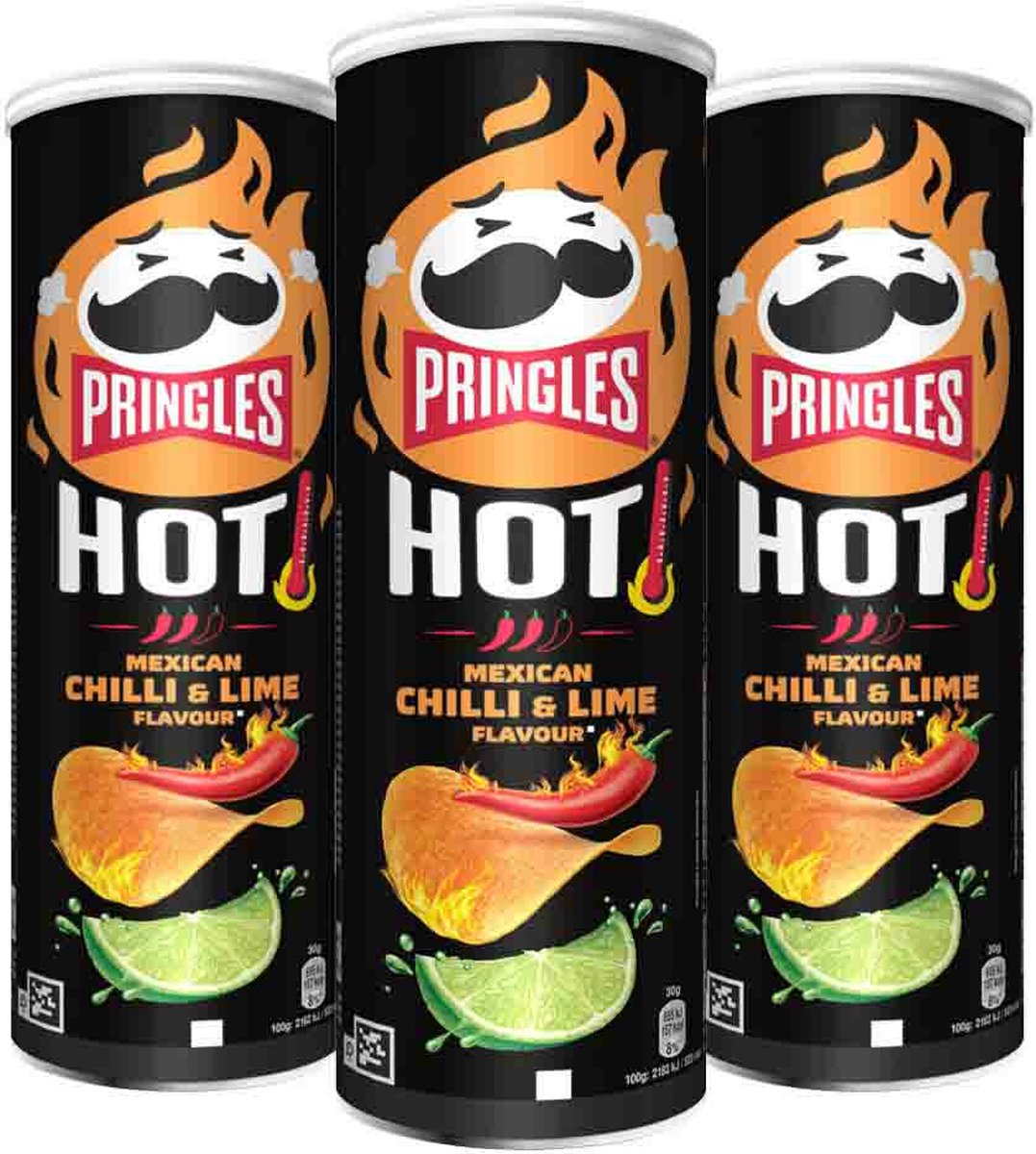 Pringles HOT Mexican Chilli & Lime - 3 x 160 gr - Voordeelverpakking