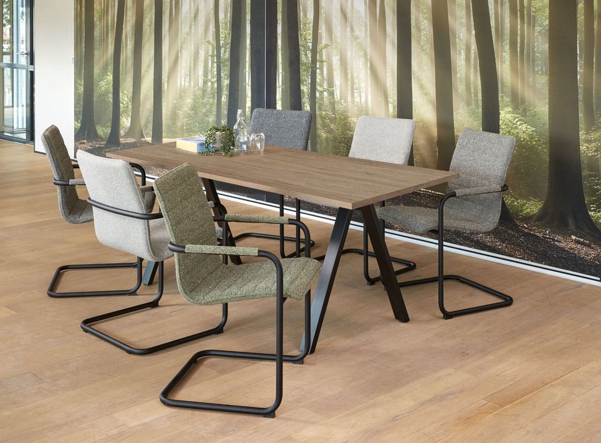 Bureau vergadertafel Victory breed 120CM diep 80CM kleur frame Zwart (RAL9005) kleur blad Wit