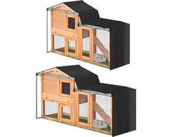 Konijnenhok HOES - Zwart - 180x52x86cm - Winter - Buiten - Regen Wind Waterdicht - Cover - Konijnenhokhoes - Konijn