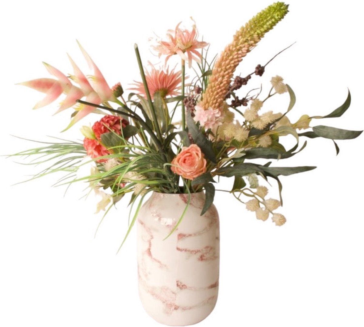 Winq Kunstbloemen Boeket in Wit en Roze kleuren - kunstbloemen