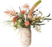 WinQ -Kunstbloemen Boeket in Wit en Roze kleuren - kunstbloemen