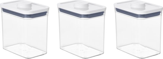OXO 11236300 - Juego de 3 recipientes cuadrados pequeños (plástico, plástico), color blanco