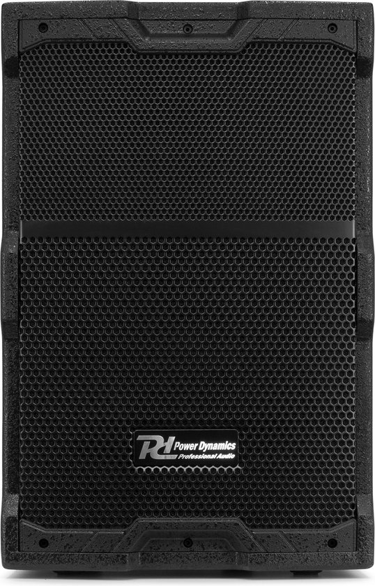 Zwarte Power Dynamics PDY210A actieve speaker met rooster en logo.