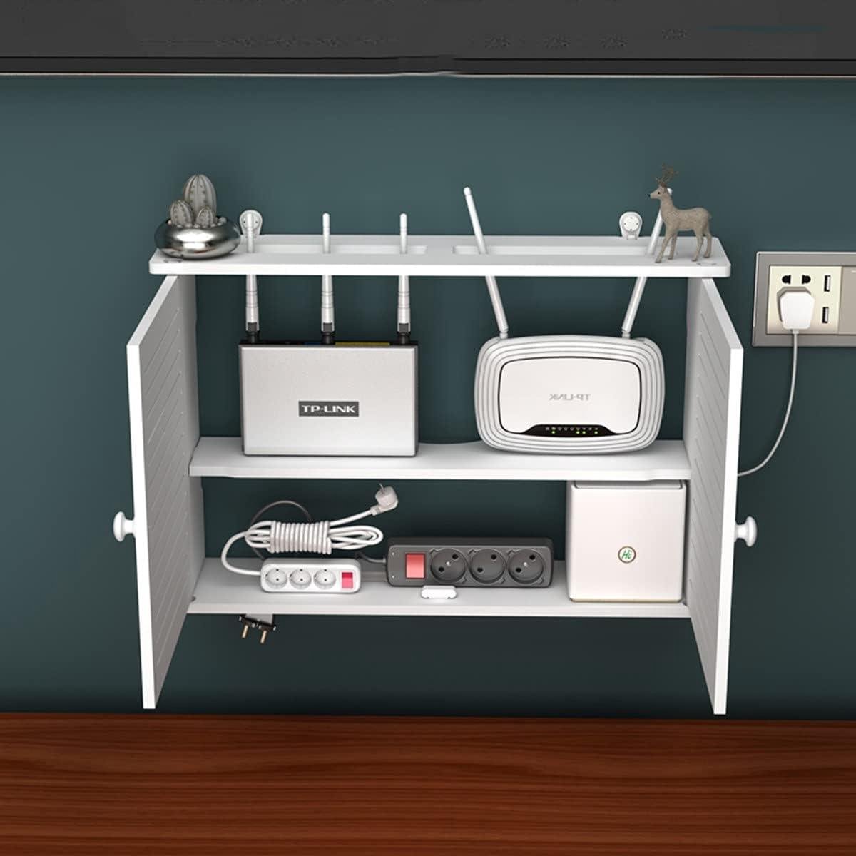 WiFi Router Plank Router Opbergdoos Muur Kabel Verbergen Doos Kan Muur en Bureau Kabel Organizer Console Plank Decoratieve Doos Hout