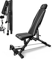 Breaking Limits Fitnessbank met Verlengstuk- Verstelbare Halterbank - Trainingsbank - Inklapbaar - Zwart/Wit