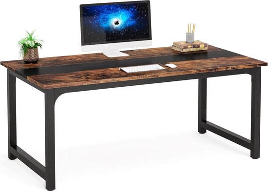 Foto: Tribesigns bureau computerbureau computer tafel bureautafel vintage bruinzwart 160 x 80 x 75cm