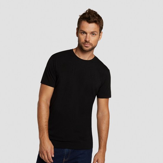 Bamboo Basics T-shirt en bambou extra long pour homme à col rond Ruben - Lot de 2 - Noir - L