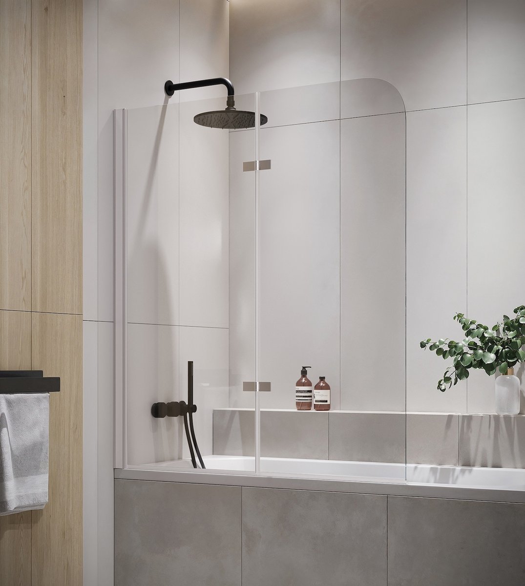 Badplaats Badwand Austin 110 x 140 cm – Chroom – Badscherm Draaibaar 5 mm dik – Veiligheidsglas en Antikalk