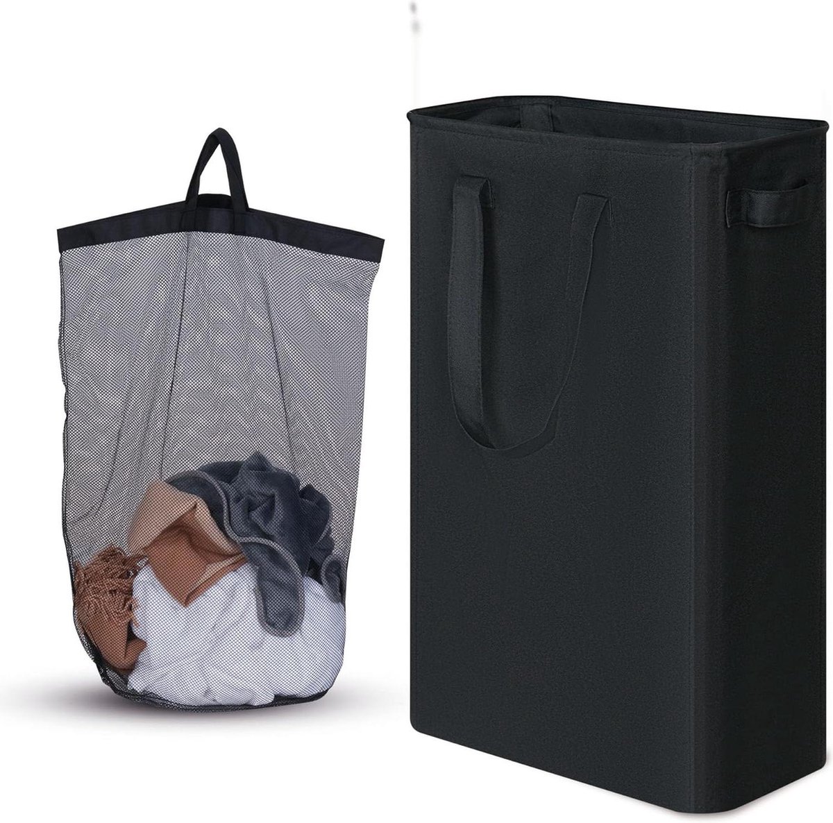Goedkoopste 50l Opvouwbare Wasmand van Oxford Stof - Afneembare Binnenzak - Zwart