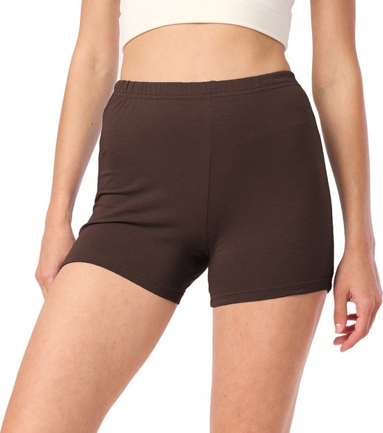Merry Style MS-MS10-392-LE Dames Leggings - Sport - Vrijetijdsbroek - Hotpants - Shorts - Boxershorts - Kort - Katoen - Bruin - L