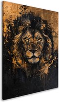 Tableau Lion - Portrait Animaux - Peinture sur toile Éclaboussures - Décoration murale moderne - Peintures sur toile - Toile accessoires chambre 60x90 cm