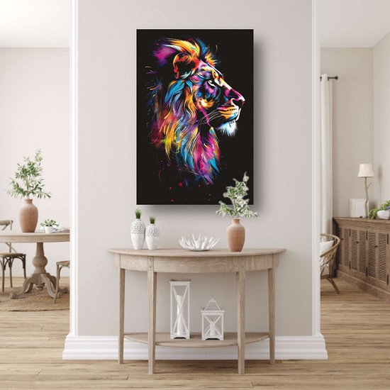Tableaux de lion - Tableaux d'animaux - Peintures sur toile Éclaboussures de peinture - Tableaux Classique - Toile de Décoration murale murale - Toile de décoration de chambre 75x100 cm