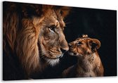 Portrait de lion - Tableaux Animaux - Tableaux sur toile Lionceau - Tableau vintage - Peintures toile - Décoration murale chambre toile 90x60 cm