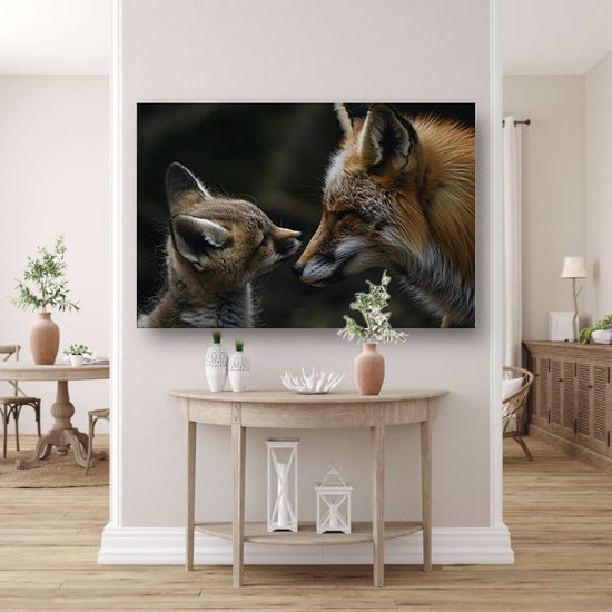 décoration murale renard - portrait animalier - Peintures toile bébé renard - Décoration murale rurale - Tableau toile salon - Décoration chambre toile 60x40 cm