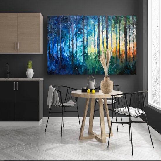 Portrait de forêt - Décoration murale nature - Peinture sur toile Lumière - Décoration murale moderne - Toile - Décoration chambre toile 120x80 cm
