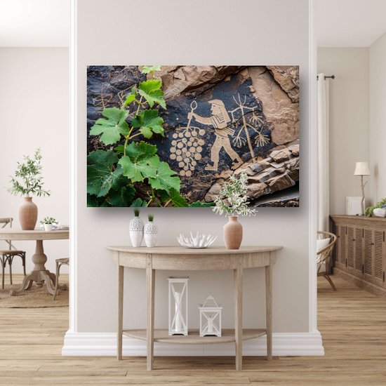Druivenplukker portret - Landbouw schilderijen - Schilderijen canvas Wijnstok - Landelijk schilderij - Canvas schilderijen woonkamer - Kunstwerk canvas 60x40 cm