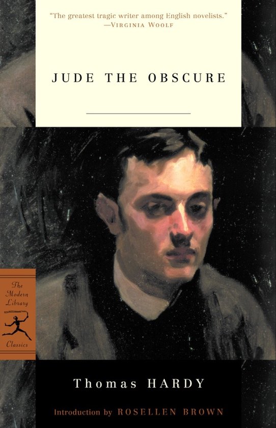 Boekcover van 'Jude the Obscure' met een portret van een man en tekst.