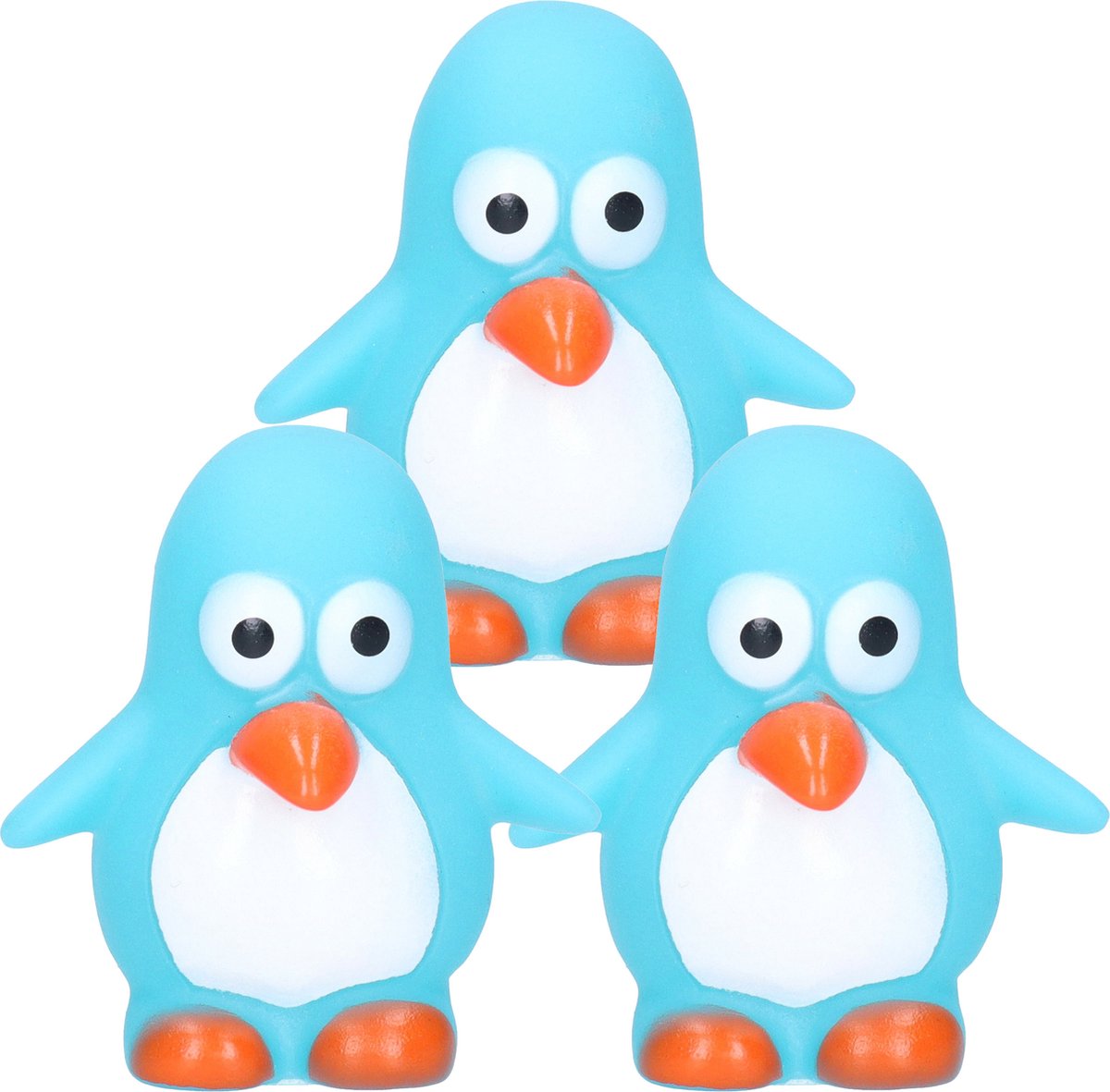Rubber badeendje pinguin 3x Classic blauw badkamer fun artikelen size 6 cm kunststof water speelgoed pinguins