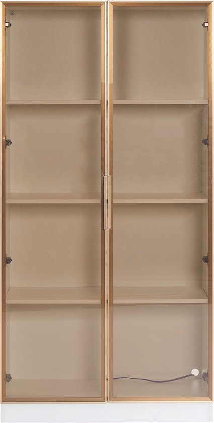 Sweiko Vitrine en verre Witte avec éclairage LED 16 couleurs, Vitrine à étagère mobile à double porte, 80 * 40 * 160 cm, armoire haute de salon, vitrine verticale, armoire de salle de bain