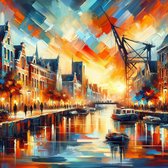 Acryl groningen schilderij | Groninger Glorie: Een Acryl Kunstwerk weerspiegelt de schoonheid van Groningen | Kunst - 40x40 centimeter op Canvas | Foto op Canvas