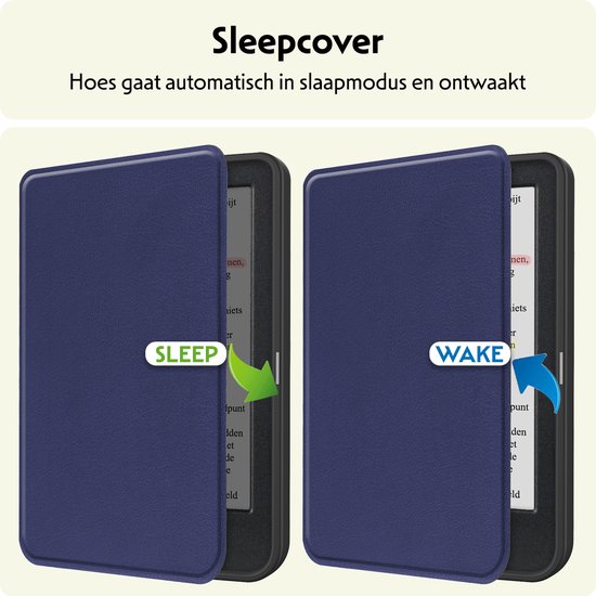 Hoesje Geschikt voor Kobo Clara Colour Hoes Bescherm Hoesje Case Sleep Cover Met Screenprotector - Hoes Geschikt voor Kobo Clara Colour Hoesje - Donkerblauw van Hoesje  — afbeelding 3