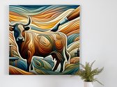 Olieverf vee schilderij | Prachtige schilderijen van vee in levendige olieverftechniek tentoongesteld | Kunst - 60x60 centimeter op Forex | Foto op Forex