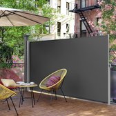 SONGMICS Zijluifel Met Stalen Bak - Windscherm - Roestbestendig - Uitschuifbaar Zonnescherm - Privacyscherm - Ponwering - Voor Balkon - Terras - Tuin - 180 x 450 cm - Antraciet