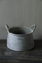 Pot en zinc - h10x16,5cm - pot de fleur - zinc - avec poignées - pour intérieur & extérieur