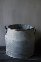 Pot en zinc avec poignée - h26xw28cm - zinc - pot de fleurs - seau - jardinière - pour plantes - intérieur & extérieur
