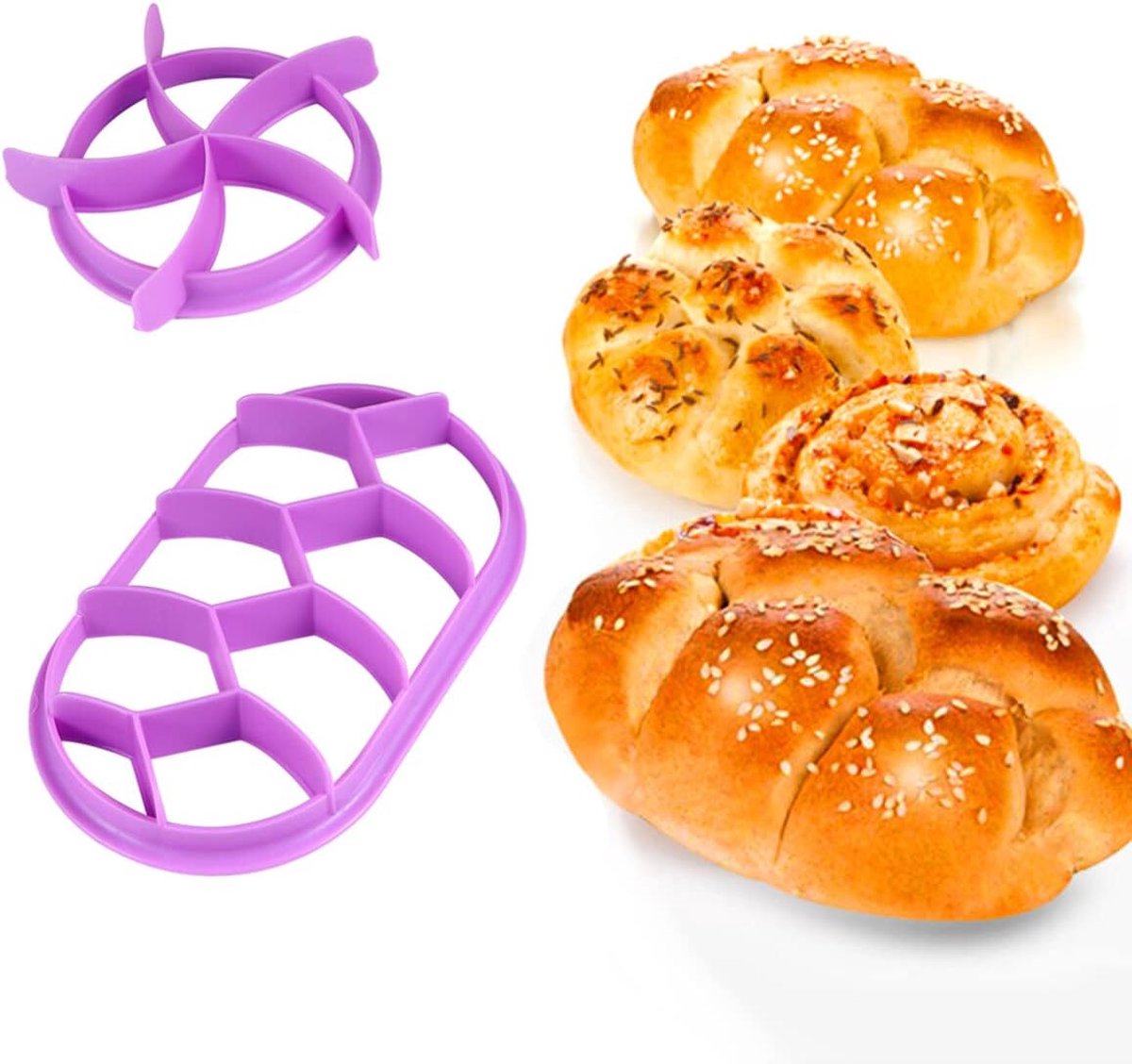 2 stuks broodvormpjes kunststof uitsteekvormpjes broodbakvorm bakvorm doe-het-zelf deeg koekjes pers broodstempel bakken stempel bakkerij thuis lila