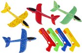 4 stuks Vliegtuig Piepschuim Speelgoed met Afschietpistool - zweefvliegtuig - vliegtuigschieter - airplane shooter