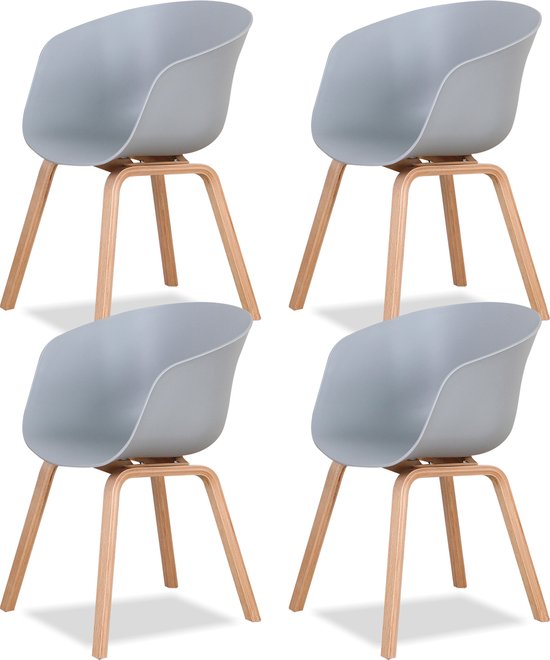 Moderne Stoelen - Eetkamer stoelen - Kuipstoel - Europese En Amerikaanse Stijl - Comfortabele Zitting - Ergonomisch - Set Van 4 - Grijs