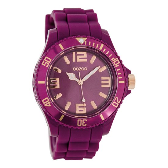 OOZOO Timepieces - Aubergine paarse horloge met aubergine paarse rubber band - C5045