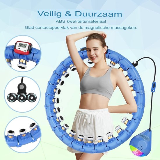 Instelbare Geluidsarme LED Hoelahoep met Balteller Fitness