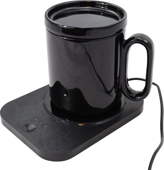 Foto: Cup warmer mug warmer warmhoudplaat voor je koffie of thee mok verwarmer met 3 standen inclusief kopje met deksel van 350ml leuke gadget om te geven 