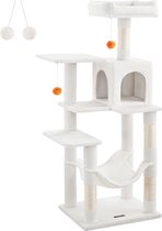 Rootz Cat Scratching Post - Cat Tree - Cat Climber - Chipboard Construction - Plush Covering - Sisal Rope - 55cm x 45cm x 143cm - Cream White - 13kg - Max. 40kg Load Capacity - Ideal for Up to 4 Cats