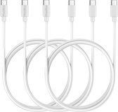 3x USB C naar USB C Kabel Wit - 1 meter - Oplaadkabel voor Samsung Galaxy A05 / A05S / A15 4G / A15 5G / A25 5G / A35 5G