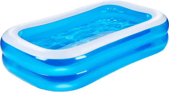 Eddy Toys Opblaas Zwembad - Opblaasbaar Zwembad met Drainageplug en Reparatiepatch - Kinderbad en Peuterbad - 207 x 132 x 46 cm - Kinderzwembad - Opblaasbare Zwembaden - Blauw