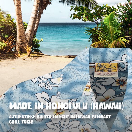 Hawaii Blouse Mannen - Shirt - Hemd - 100% Katoen - Overhemd Heren Korte Mouw - Made in Hawaii "Oceaan Oase" Maat S